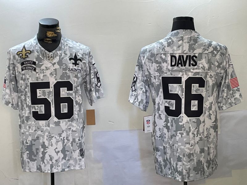 Men New Orleans Saints #56 Davis Nike Arctic Camo 2024 Salute to Service Limited NFL Jersey style 4